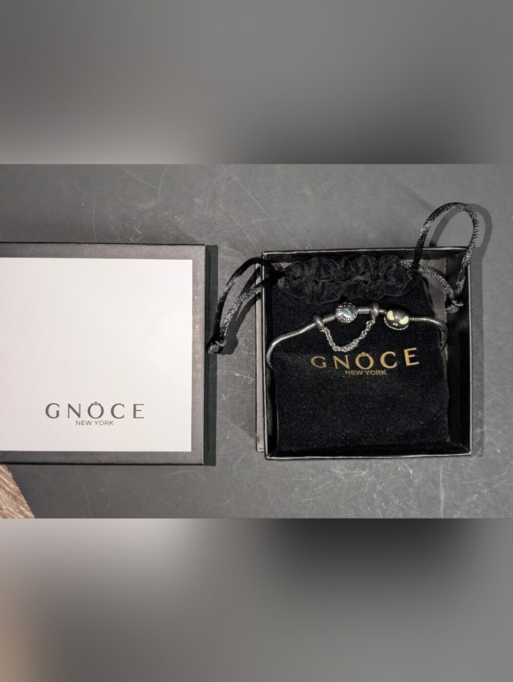 NEW "Modern GNOCE New York Snake Chain Charm Bracelet Set - In Box & Pouch"